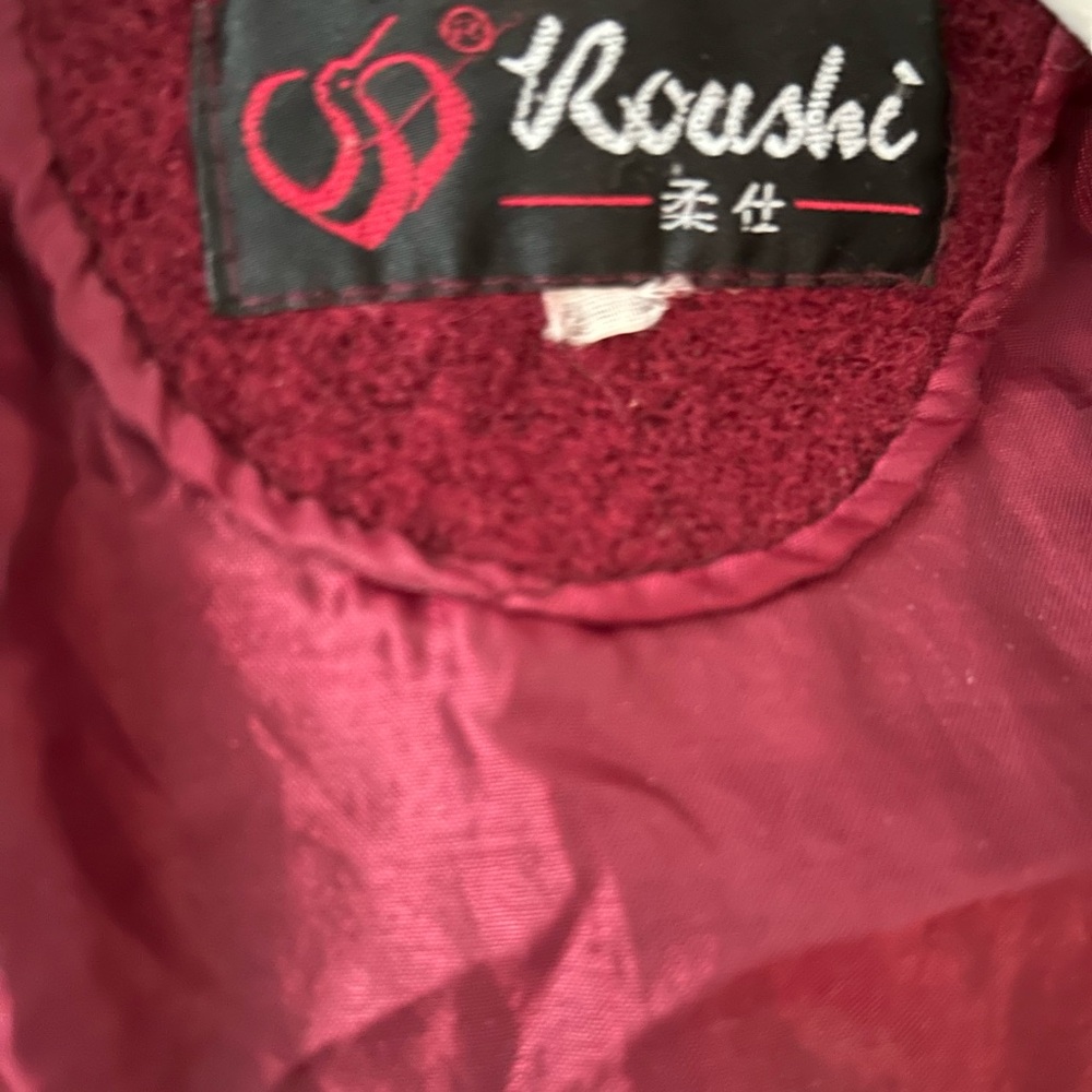 Vintage wool coat cranberry red size 2/4. Shawl neck, retro buttons,big pockets - Picture 16 of 16